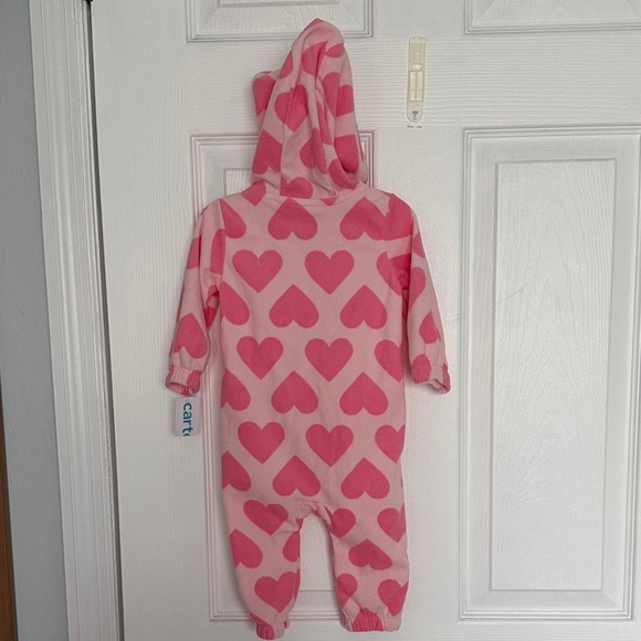 Carter's Pink Heart Baby Hooded Onesie - Picture 3 of 6